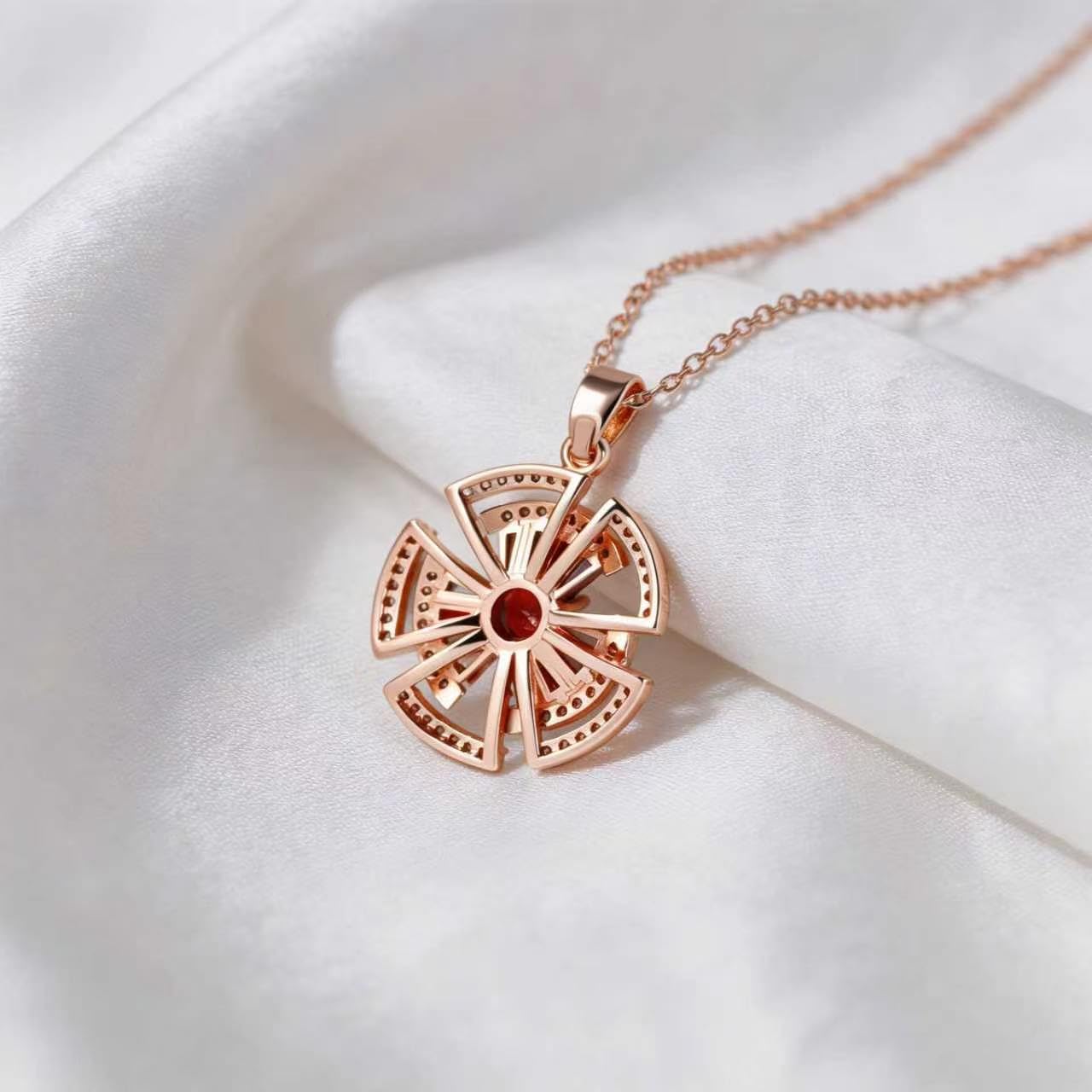 Kim Carrey Italian Elegant Rose Gold Necklace for Ladies | 18K Rose Gold Plated Necklace Pendant for Women | Gemstone necklace, Gift for Daughter, Wife, Mom, Her Jewelry (Vibrant Rainbow)