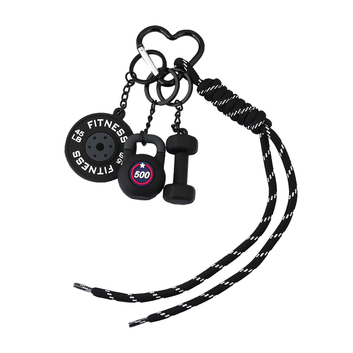 Disengor Gym Dumbbell Barbell Kettlebell Purse Keychain - Muscle Faith Cup Rope Bag Handbags Charms - Men Women Premium Gift for Fitness Enthusiasts (Black)