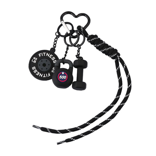 SORGERLY Gym Dumbbell Bag Charms Keychain - Black Barbell Kettlebell Tote Purse Handbag Backpack Accessories - Fitness Lovers Gift for Women Men (Black-1)