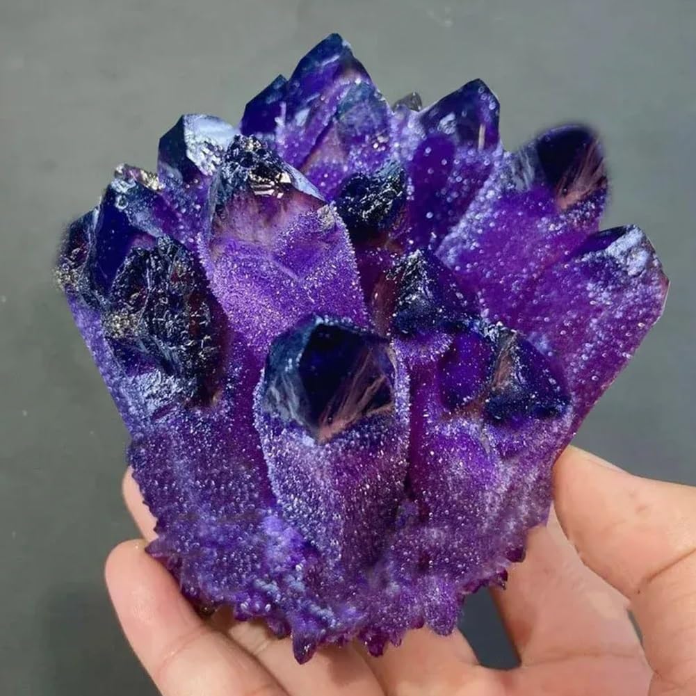 BLOCKv Natural Crystal Amethyst Cluster, Amethyst Crystal Rock, Large Natural Amethyst Crystal Clusters Stone, Raw Amethyst Stone, Natural Amethyst Geode Cave Healing Crystal Stones(200-300g)