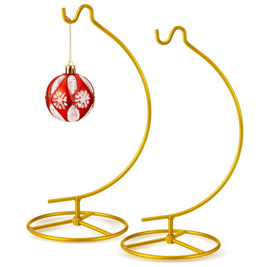 Baderke 2 Pack Ornament Display Stand, 10.43" Height Ornament Hanger, Air Plant Holder Terrariums Hanging Stand Crystal Ball Hanging Hook for Christmas Wedding Home Office Decoration (Gold)