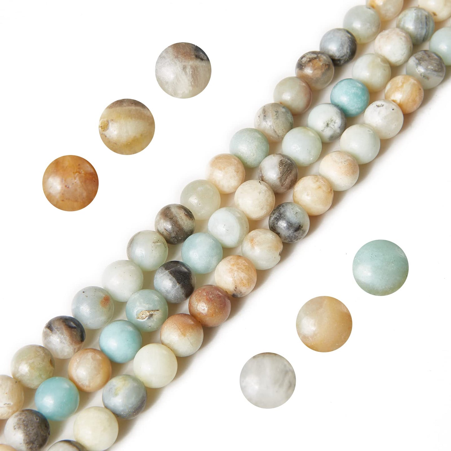 60pcs 6mm Amazonite Beads Natural Gemstone Beads Round Loose Beads for Jewelry Making