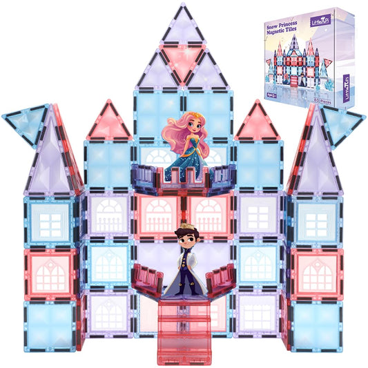 Little Pi Frozen Magnetic Tiles 3 Year Old Girl Gifts 5 Year Old 4 Year Old Girl Birthday Gifts Princess Toys Magnet Tiles Building Blocks Castle Age 3 4 5 6 7 8