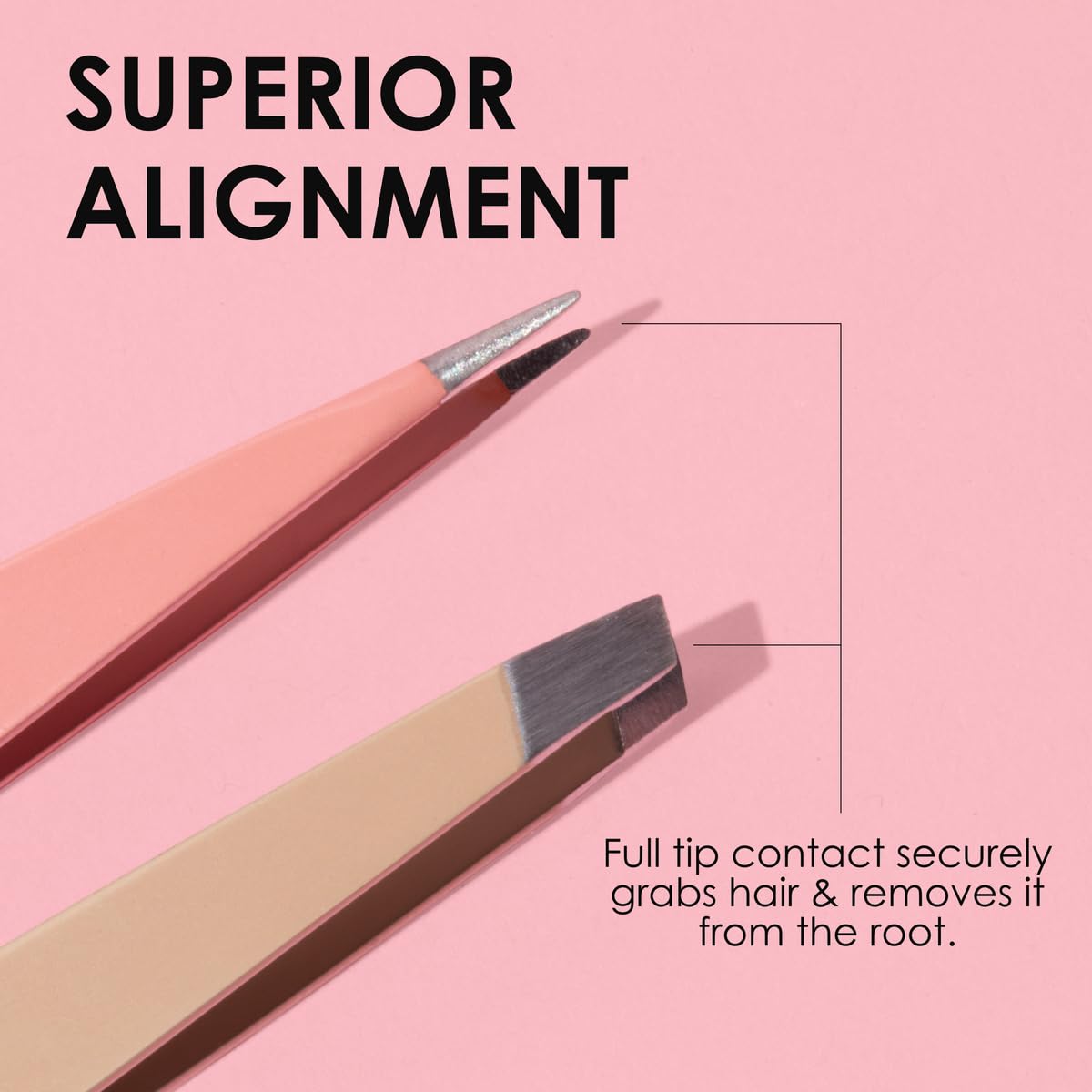 Japonesque Mini Tweezers 2 Pack – Precision Eyebrow Plucking Tool with Slant Tip and Point Tip Tweezer, Stainless Steel Hair Removal for Home and Travel