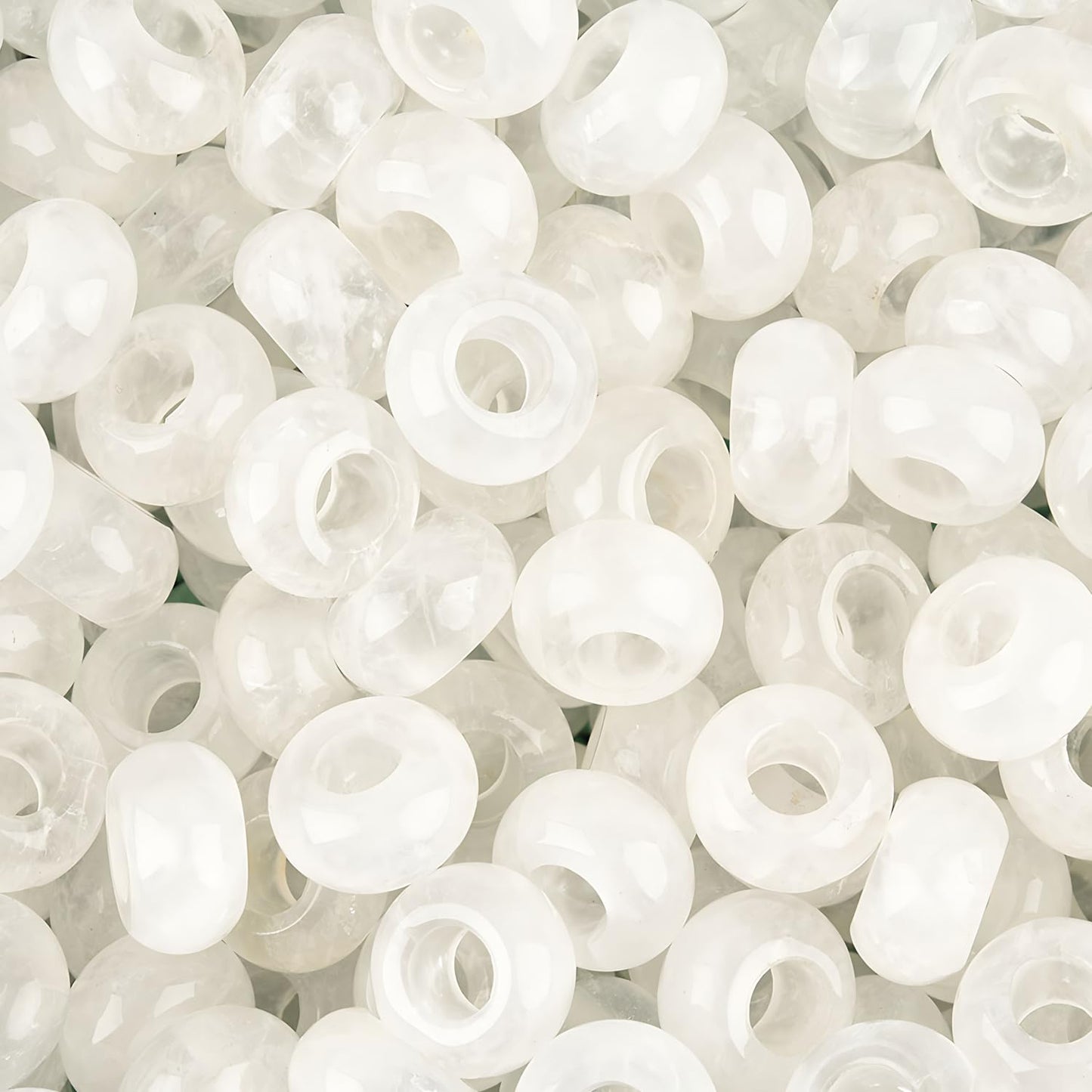 THEDAYEE 20Pcs Natural Clear Quartz Crystal Large Hole Beads, 8x14mm Rondelle Gemstone Spacer Beads 6mm Big Hole for Jewelry Making, Beading Bracelets, Macrame & Hair Braiding
