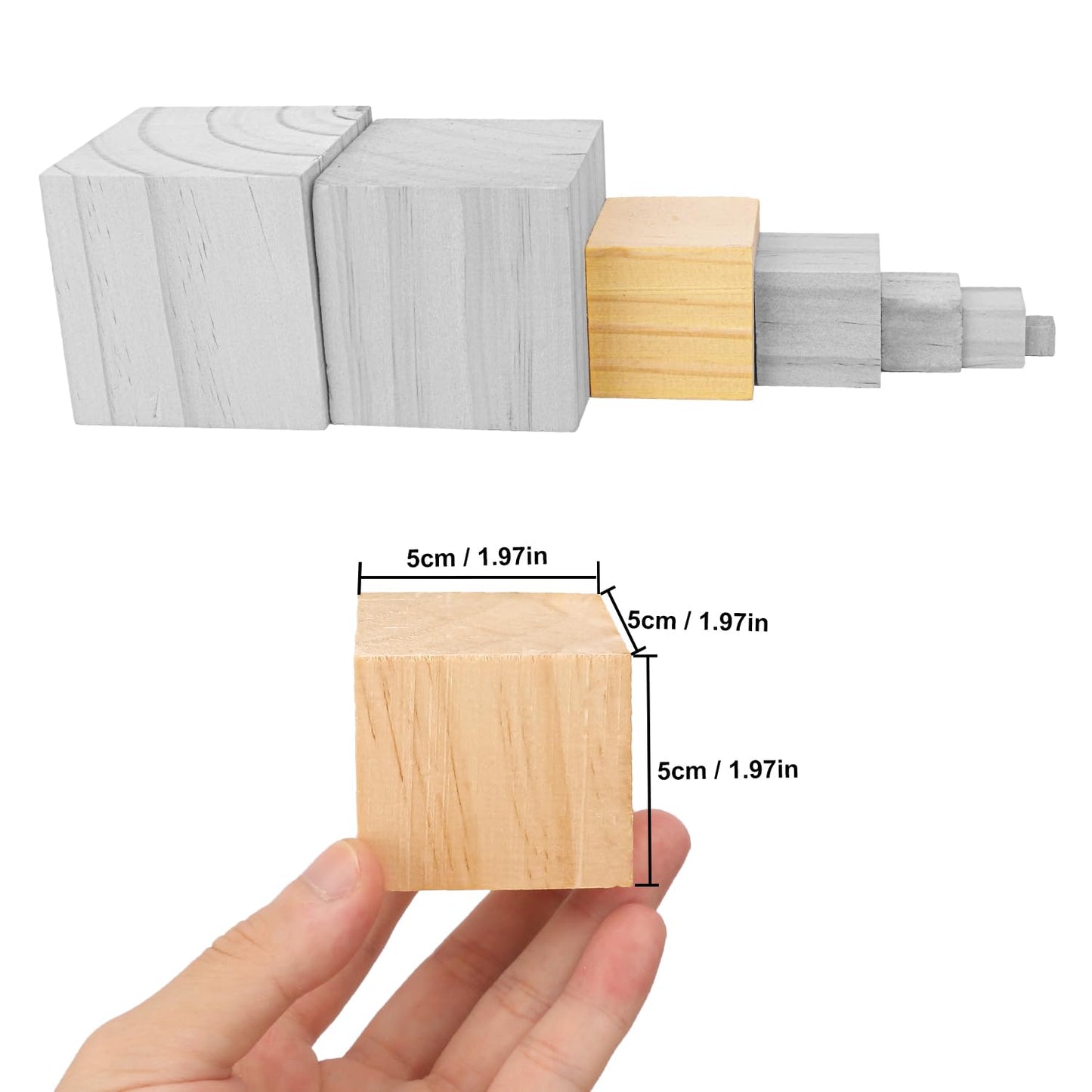 Geytetqi 84 PCS Premium 2 Inch Wooden Cubes, Natural Pine Wood Cubes for Crafts, Wood Blocks Ready for Artistic DIY Projects-Unleash Creativity with Blank Wood Blocks