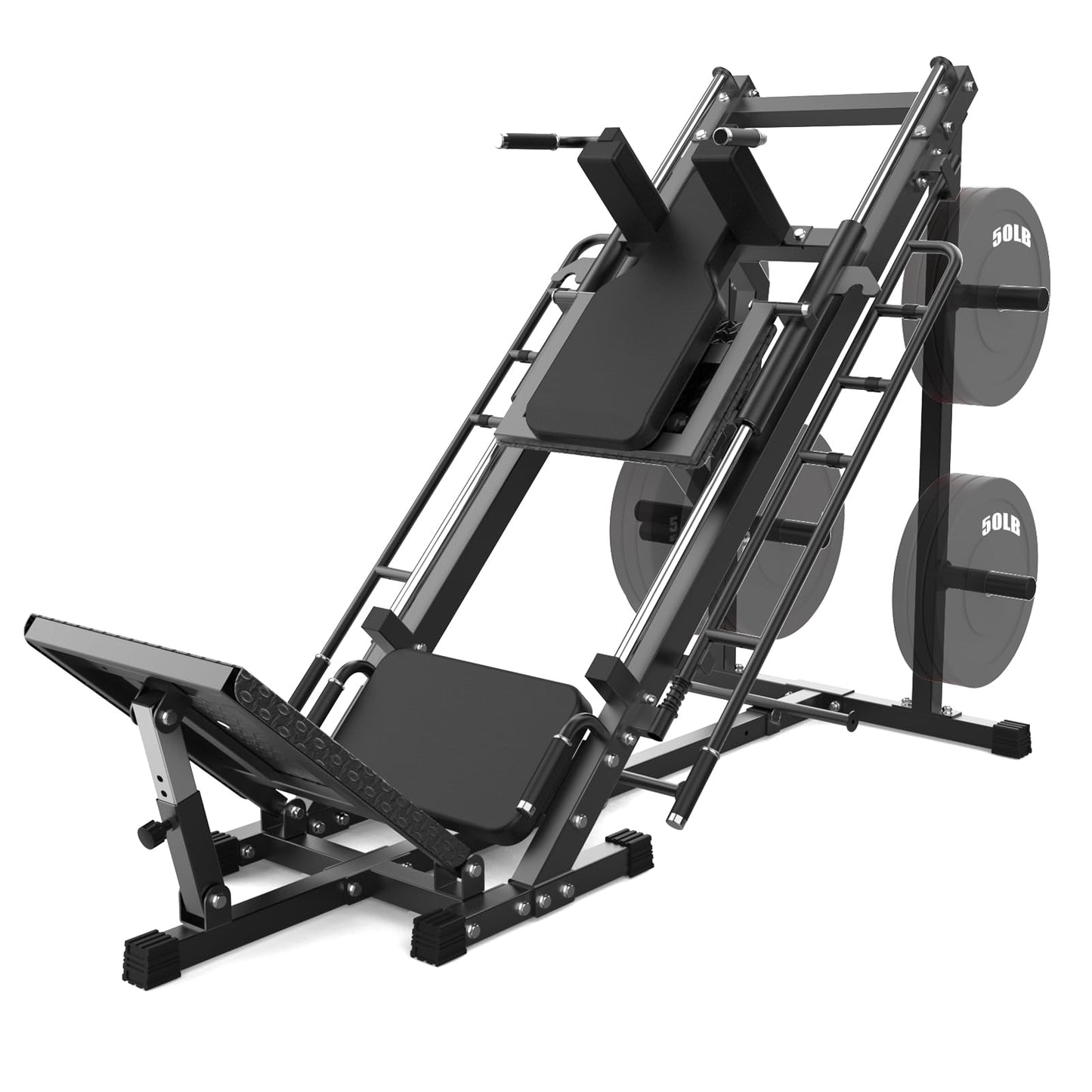 Leg Press Hack Squat Machine, Adjustable Leg Press Machine for Home Gym with Linear Bearing, Specialty Hack Squat Machine for Full Lower Body Workout with Weight Storage Posts