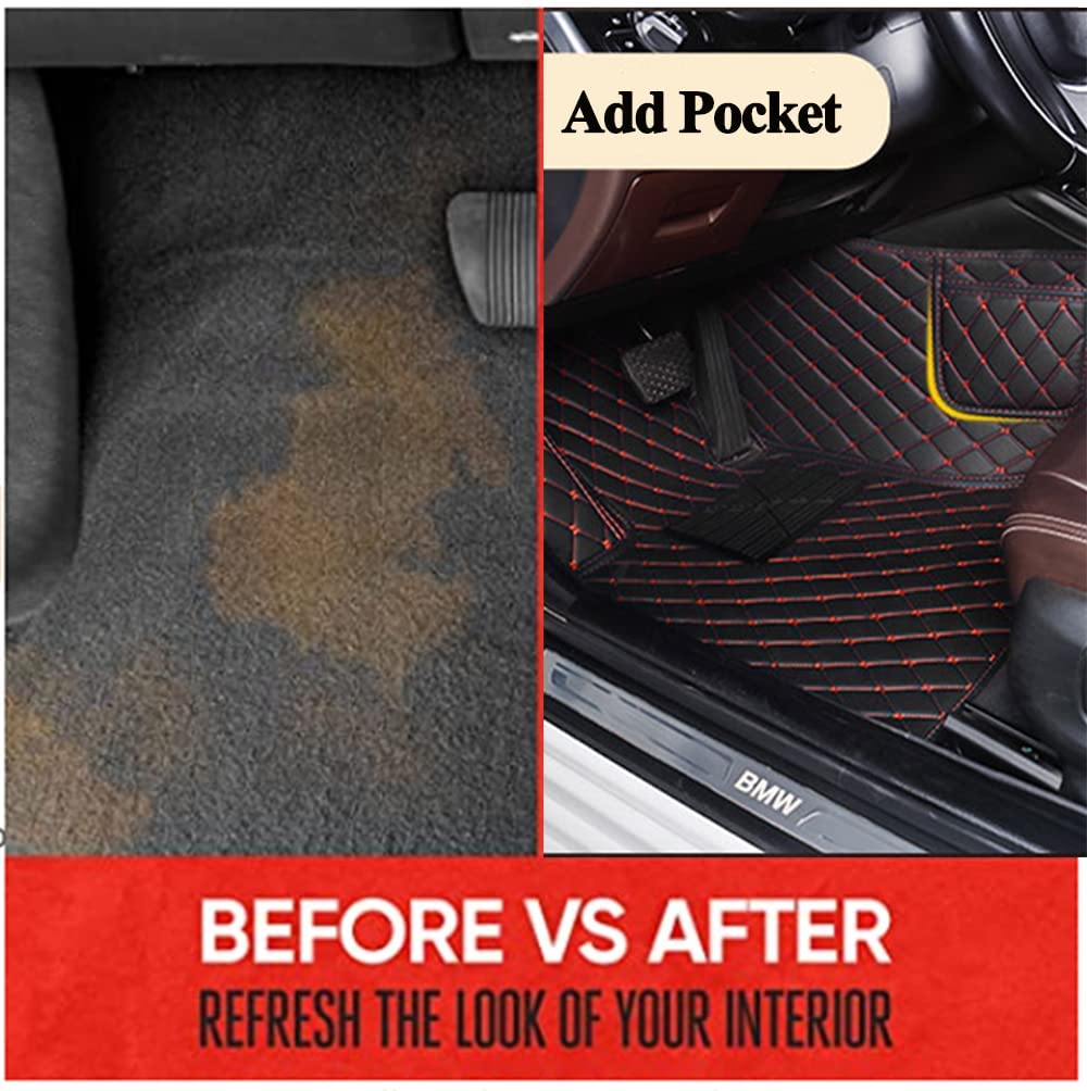 Worth-Mats for Infiniti Q50 Floor Mats - All Weather, Large Coverage, Heavy Duty Full Set Floor Liner, Custom Fits Car Mats (Black with Black Stitching)