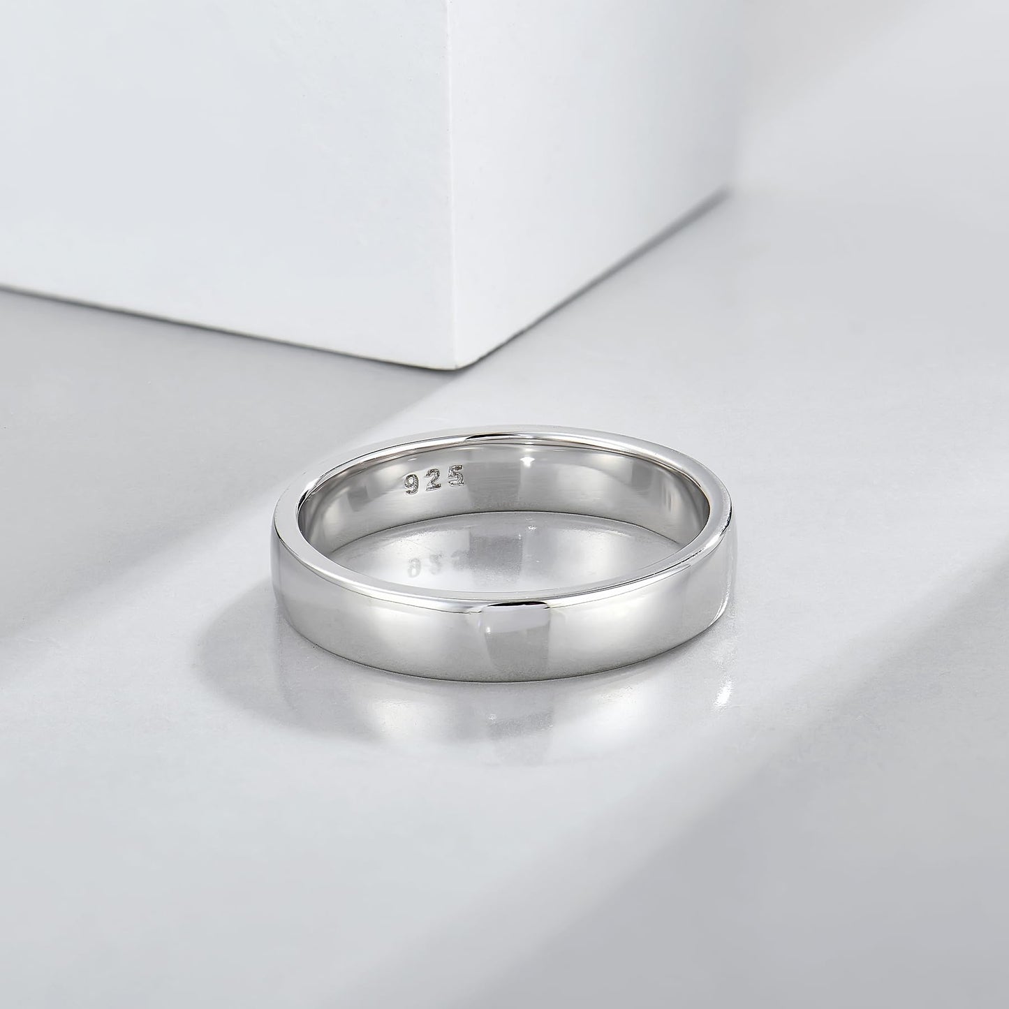 STARCHENIE Solid 925 Sterling Silver Ring for Men & Women 5mm High Polish Wedding Band Size 7