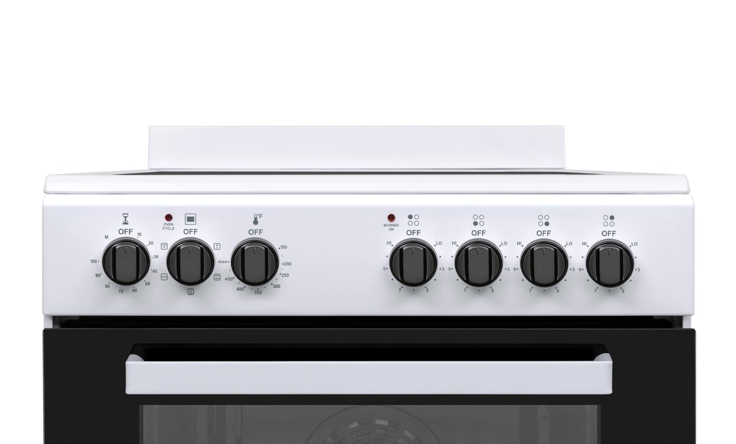 Premium Levella PREV2405VW 24 in Freestanding Vitroceramic Smooth Cooktop Electric Range with 4 Burners and 2.4 Cu. Ft. Single Convection Oven in White