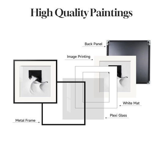 4 Panels Framed Abstract Black and White Wall Art Set, Modern Minimalist Line Print Home Decor, Canvas Pictures Paintings for Living Room Bedroom Bathroom Entryway and Dining Room 12x12 Inches