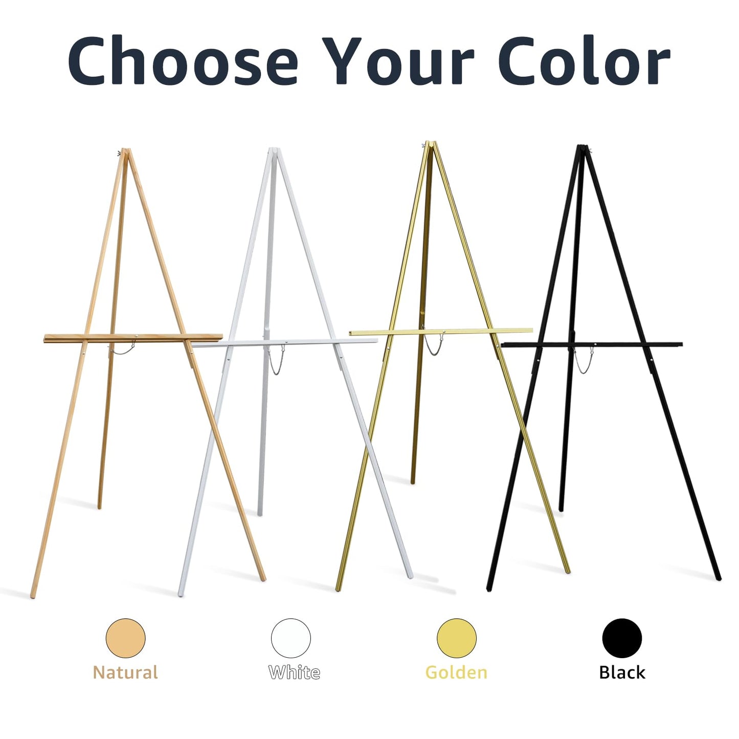NianFeng Wooden Easel Stand for Sign, Easel Display Stand Floor for Wedding Sign with Adjustable Tray, 63-Inch, Tripod A-Frame Poster Light Duty, Welcome, Art Show & Baby Shower (Natural)
