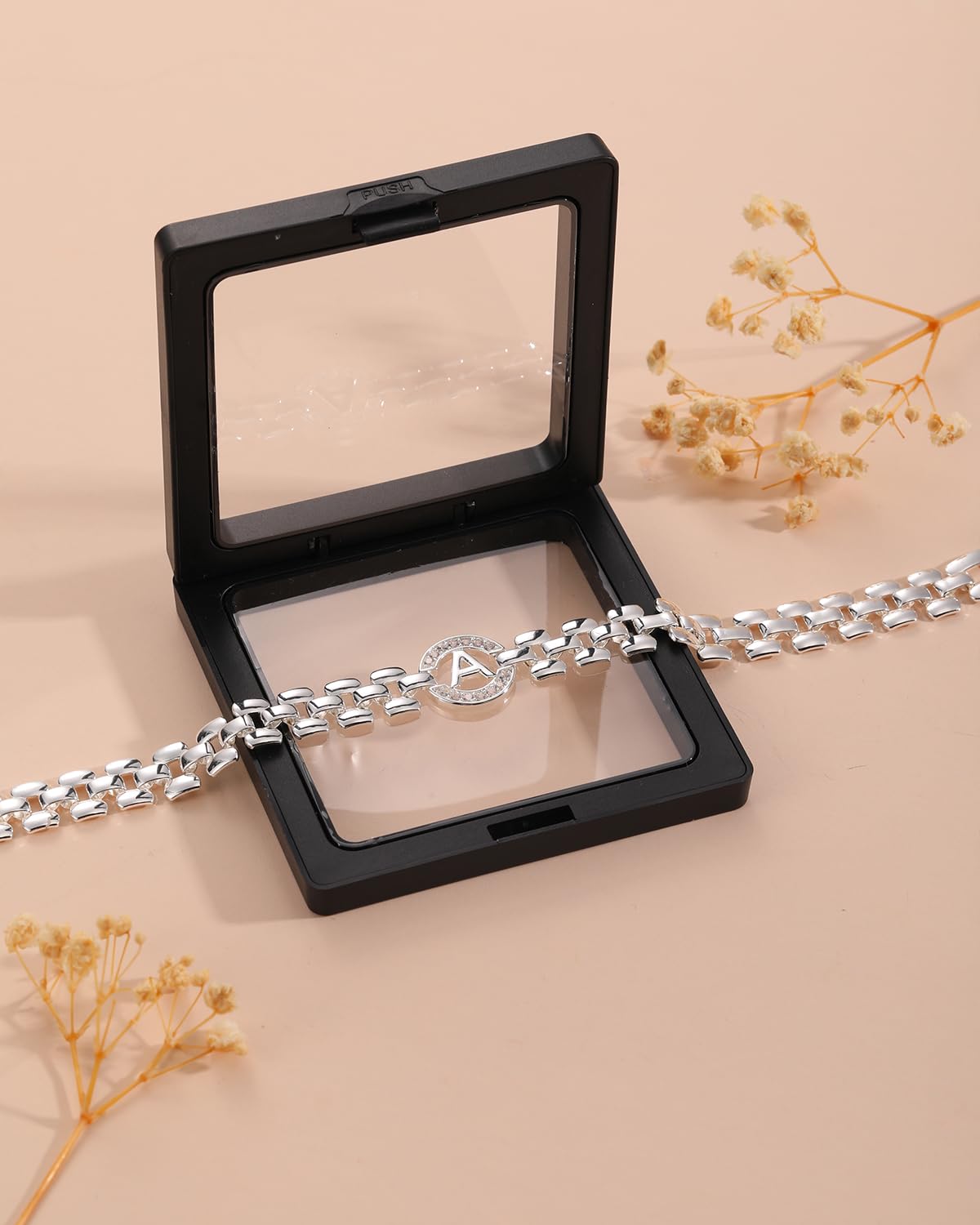 WEDDINEN Initial Bracelet,Silver Letter Bracelets for Women, Thick Bangle Wrist Gold Alphabet Bracelets for Women, Christmas Gifts for Women Jewelry Initial Y Charm Chain