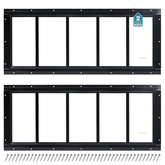 Melkus Shed Window 12"x30" 2 Pack Transom Window Fixed Design with Tempered Glass, Perfect for Shed, Chicken Coop, Barn, Greenhouse, Garage, Playhouse, Storage Room, Black