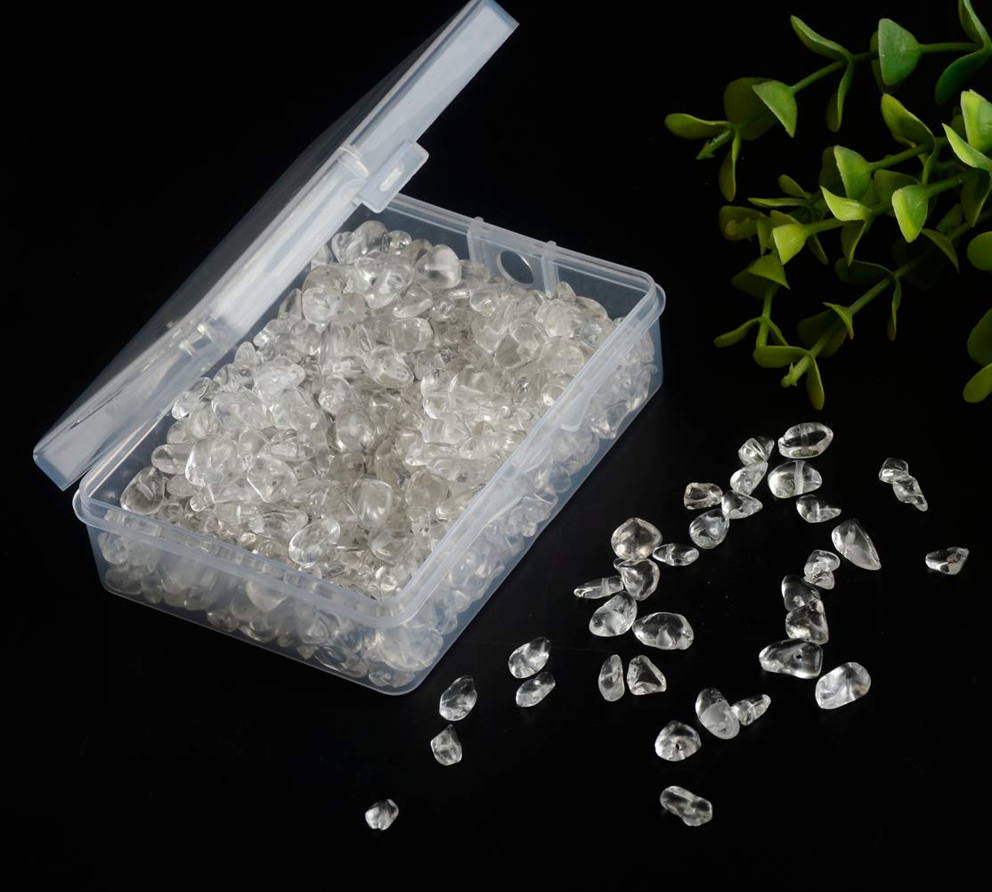 Natural Chip Stone Beads Crystal Quartz 5-8mm About 400 Pieces Irregular Gemstones Healing Crystal Loose Rocks Bead Hole Drilled DIY for Bracelet Jewelry Making Crafting (5-8mm, Clear Crystal Quartz)