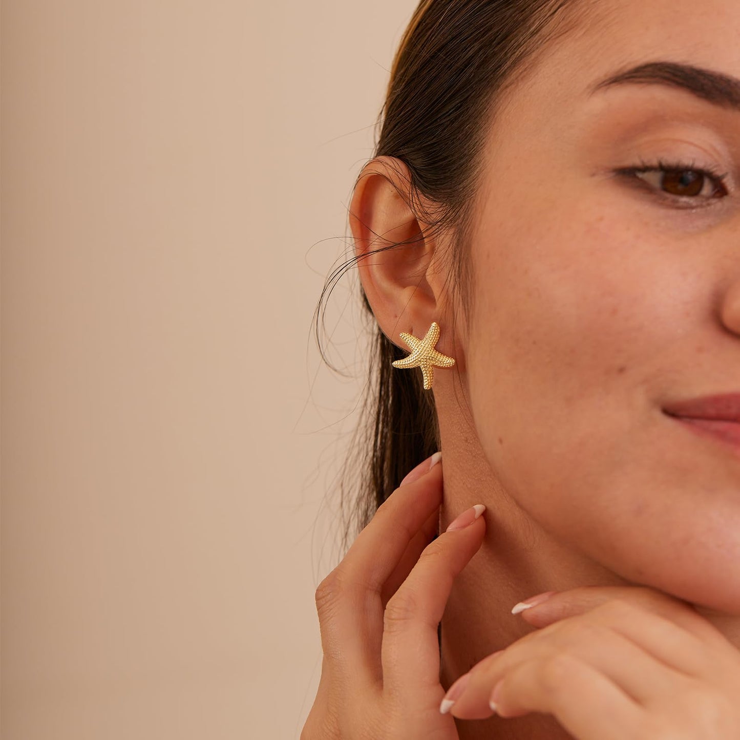 Plenky Gold Earrings for Women- 14K Gold Plated Starfish Earrings Summer Beach Vacation Outfits Trendy Jewelry Gifts