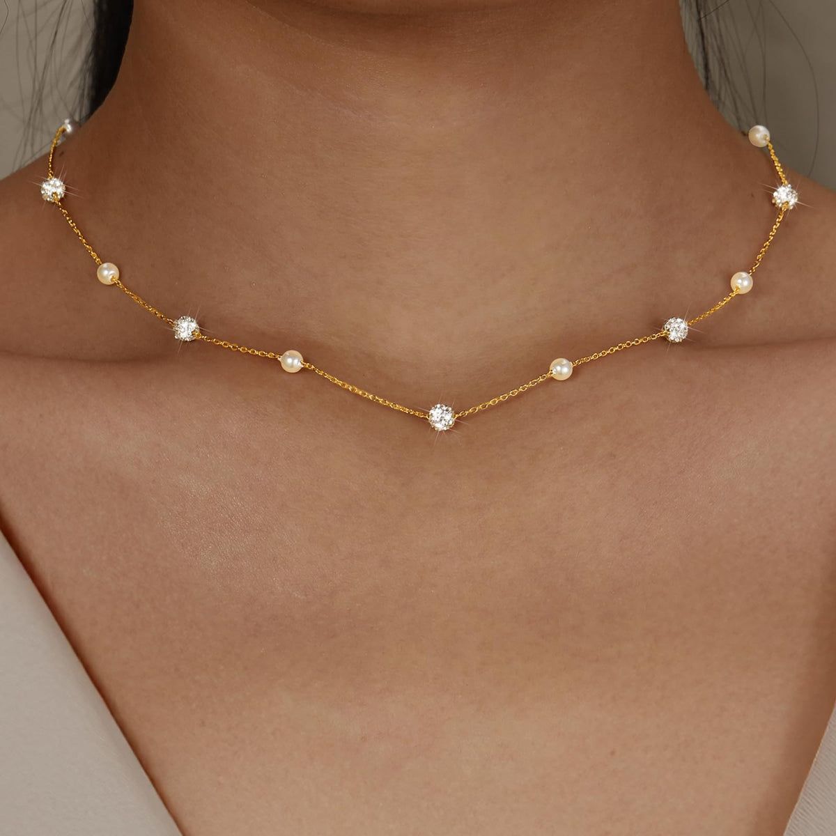 UTISUVIKO Lariat Necklace for Women,Dainty Long 14K Gold Plated Y-Shaped Pearl Necklace 925 Sterling Silver Cubic Zirconia Crystal Ball Sparkle Necklace for Mother Daughter Bride Wedding Jewelry