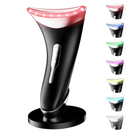 Red-Light-Therapy-for-Face and Neck, 7 Color Light Based Facial Massager, Portable Skin Care Tool (Black)
