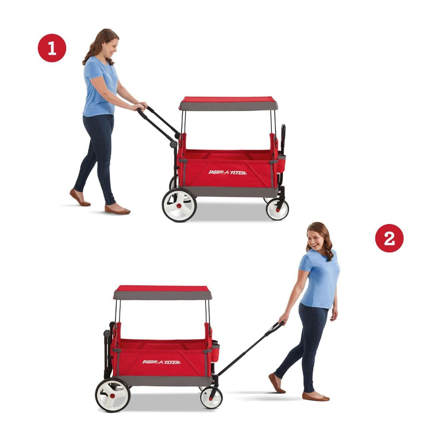 Radio Flyer Wagon for Kids, Baby Stroller, Outside Toys for Toddlers 1-3, Rolling Cart, Beach Cart with Wheels, Convertible Stroller Wagon for Kids Ages 1+ Years, Red