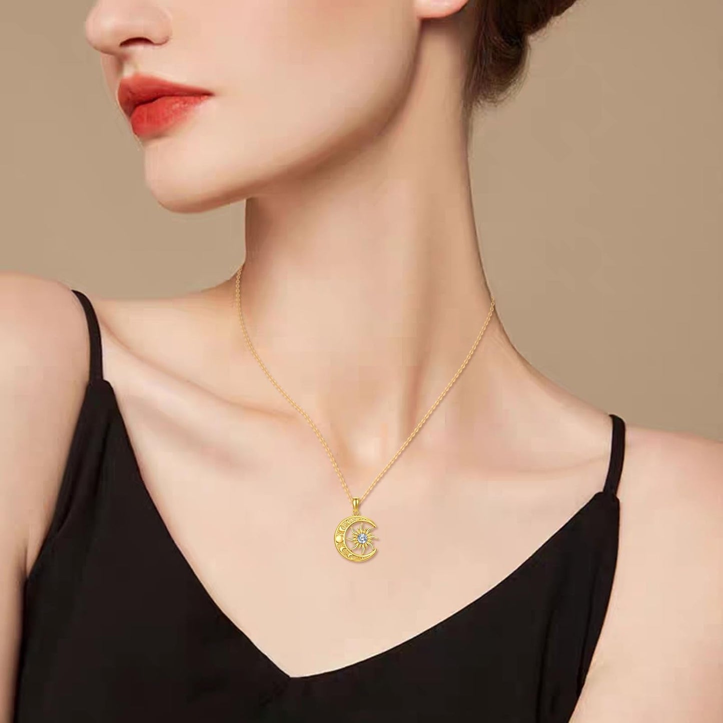 SOACAE Moissanite Moon Sun Necklace 925 Sterling Silver 0.5ct Lab Created Moissanite Pendant Sun and Moon Jewelry Gifts for Women