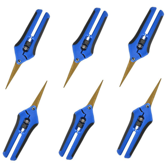 GROWNEER 6 Packs 6.5 Inch Pruning Shears with Curved Blades Trimming Scissors For Gardening Hand Pruning Snips Titanium Coated Precision Blades