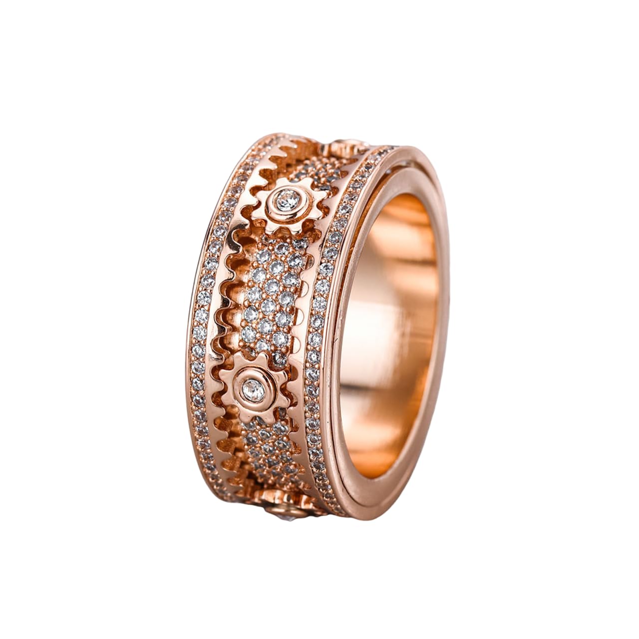 Xarewx Mindfulness Rings for Women, Fidget Ring, Adjustable Anti-Anxiety Fidget Rings, Menopause and Stress Ring, Calm & Everyday Wear (Rose Gold, 12)