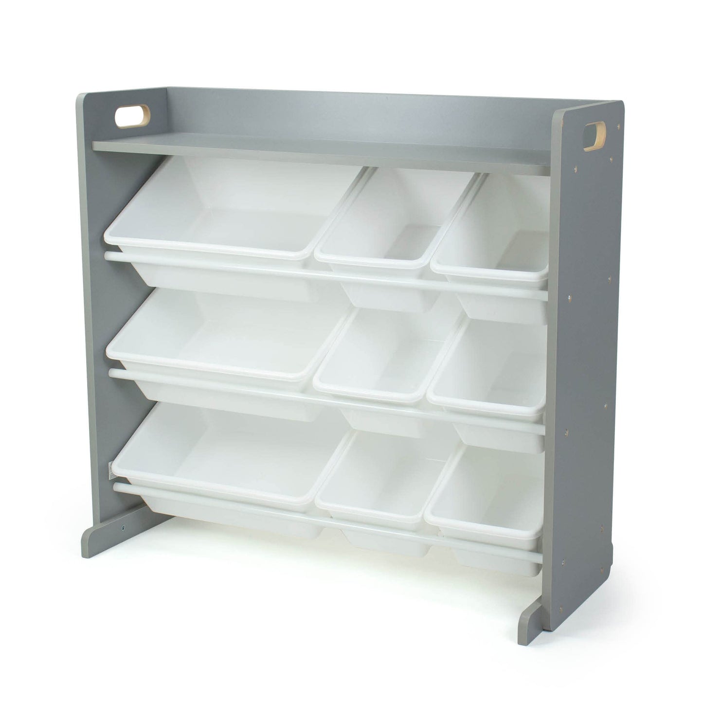Humble Crew Toy Storage Organizer with Top Shelf and 9 Removable Bins, Grey/White – Toddler Bookshelf with Toy Organizer - Modern Toy Rack Ideal for Kids' Rooms, Playrooms, and Nurseries