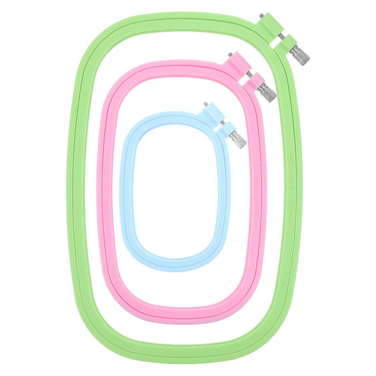 3 Pcs 3 Size Square Embroidery Hoops, Cross Stitch Hoop, ABS Plastic Hoops, Rectangular Cross Stitch Embroidery Frame DIY Sewing Tool for Quilting Silk-Painting, 3.5 × 5, 5 × 7.8, 7 x 10 in (3 Color)
