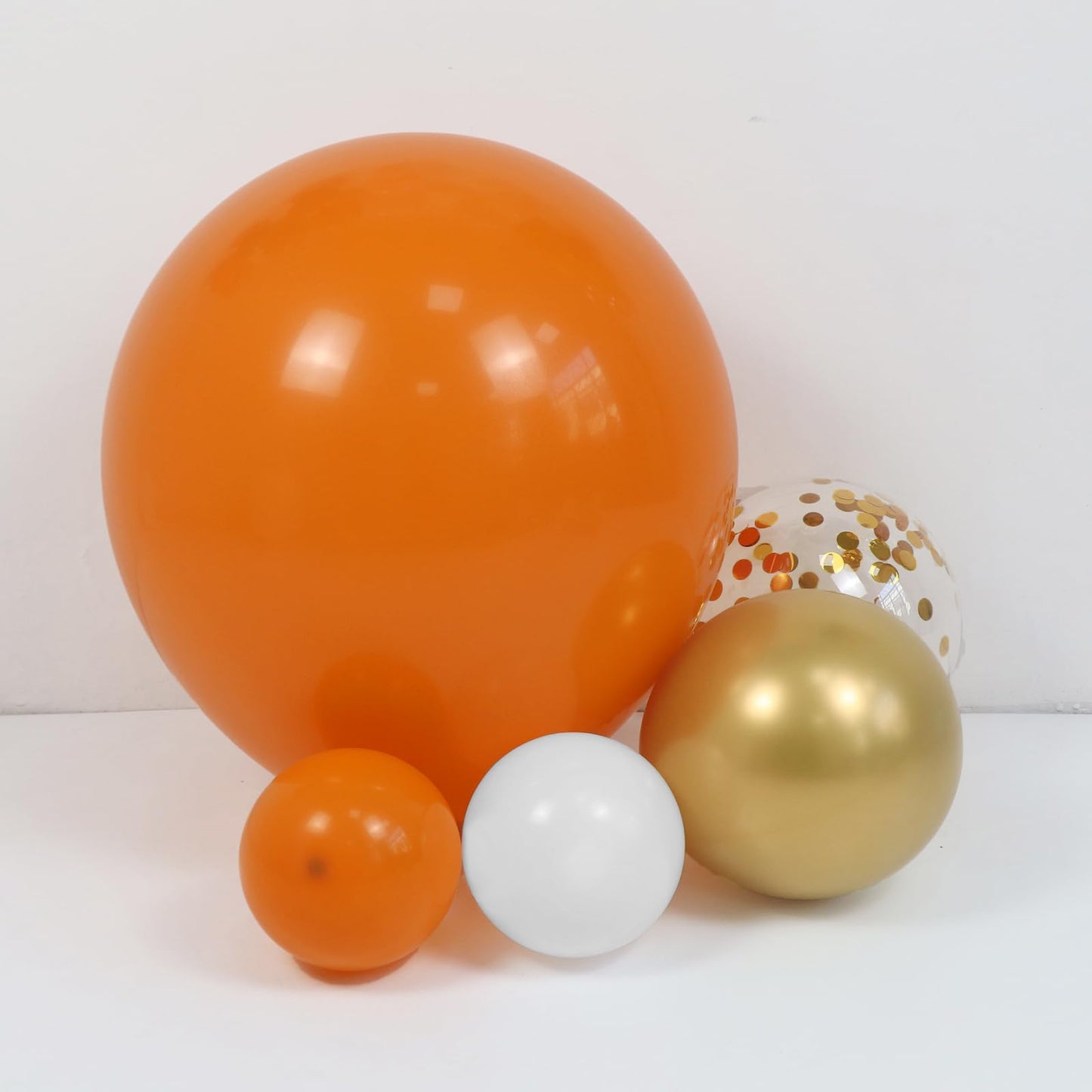 Orange and Gold Confetti Balloon Garland Arch Kit 164pcs Orange Chrome Gold White Balloons for Birthday Thanksgiving Wedding Decoration Baby Shower Decorations Birthday Party Decorations