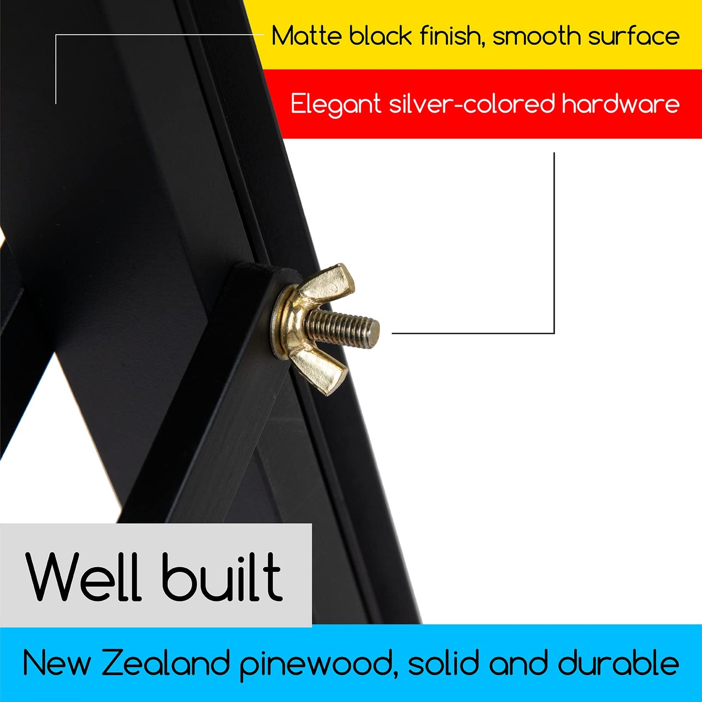 MEEDEN Heavy Duty Easel Black: Wood Art Easel for Painting and Display, Adjustable Angle and Height 57" to 76" H, Holds Canvas up to 43",Holds 22 lbs