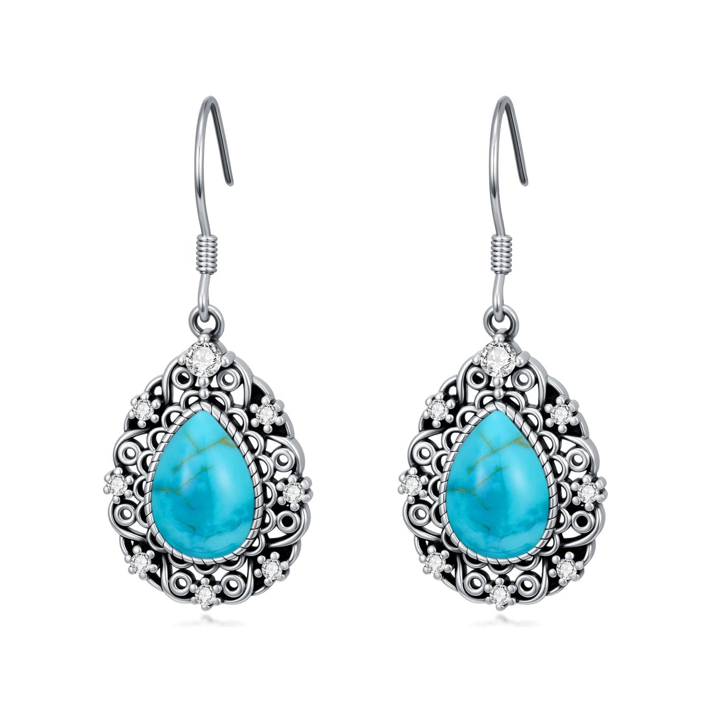 Eetaitai Natural Turquoise Earrings 925 Sterling Silver Boho Vintage Earrings Turquoise Western Jewelry Mothers Day Gifts for Mom Wife Sister