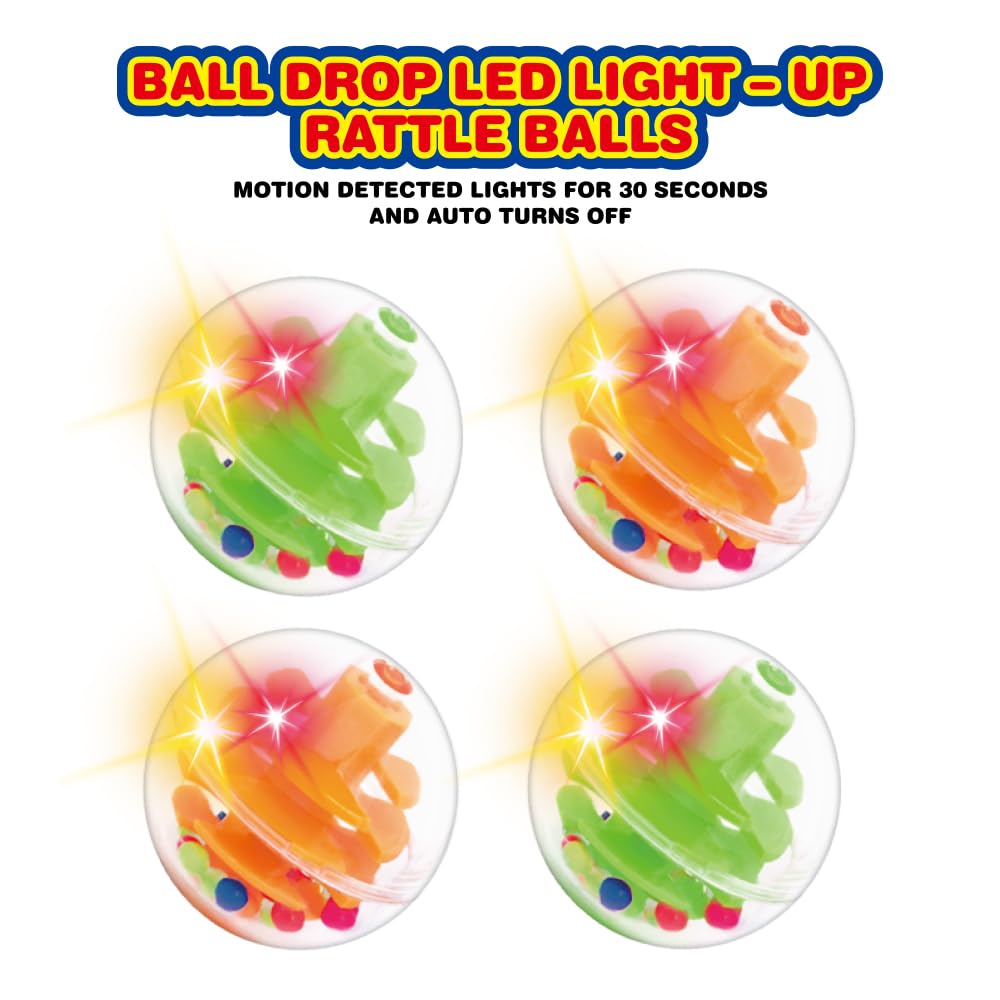 WEofferwhatYOUwant LED Activity Balls – 4 Motion-Activated Light-Up Rattle Balls for Toddler STEM Towers – 1.8" Sensory Toy for Kids - Permanently Enclosed 45 Hour Long Lasting Batteries