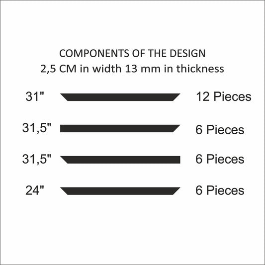 Birdeco Wall Molding Kit, Pre-Cut Wainscoting Panels, Ready to Assemble Moulding Trim for Accent Interior Decor, Easy Install for Living Room, Bedroom, Corridor & Office (3 Top & 3 Bottom Frames)
