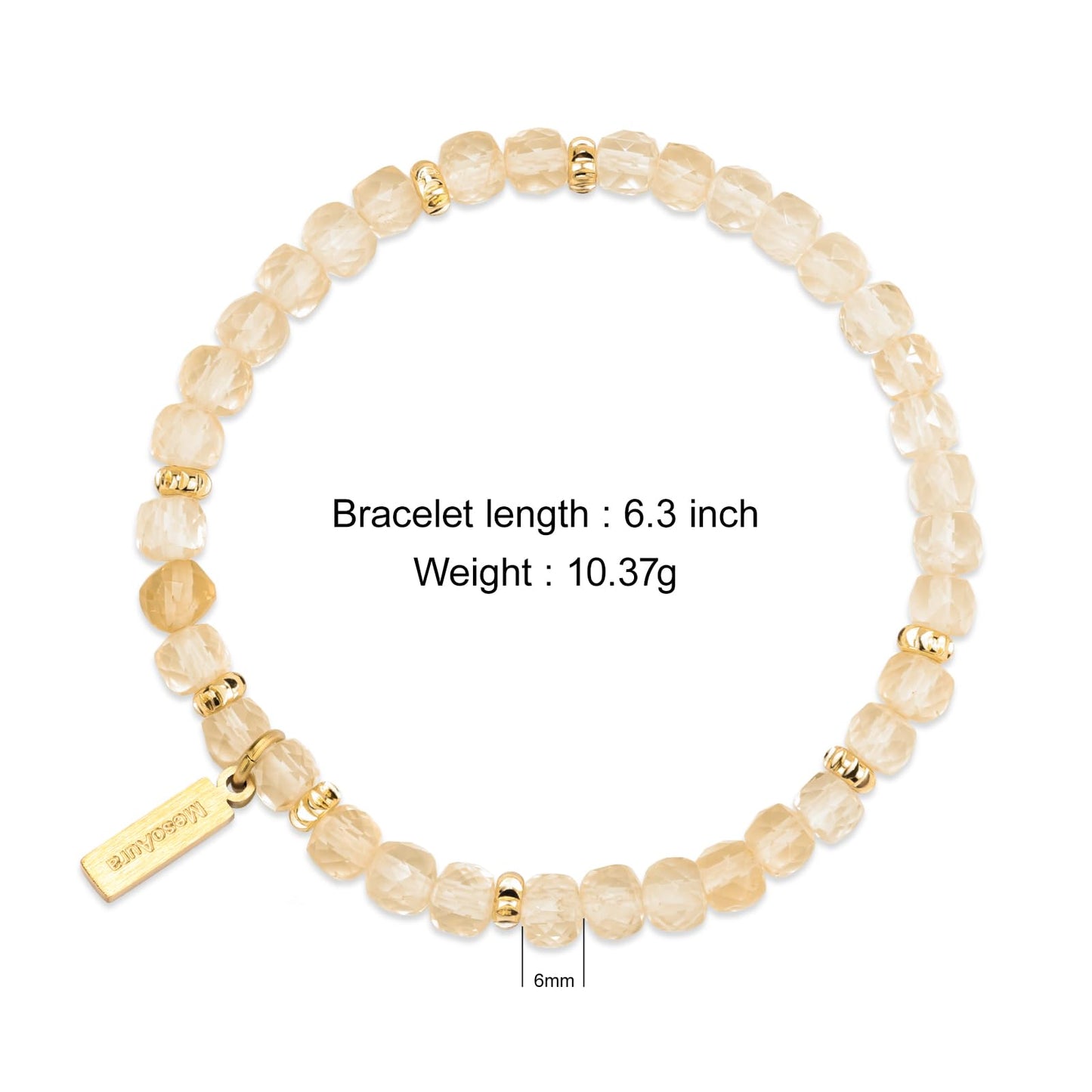 MesoAura Natural Citrine Crystal Bracelet for Women & Men – Handmade Gemstone Beaded Bracelet, Solar Plexus Chakra Stone for Confidence, Prosperity & Positive Energy – Adjustable Healing Crystal Jewelry Gift (Radiant Energy Citrine Bracelet)