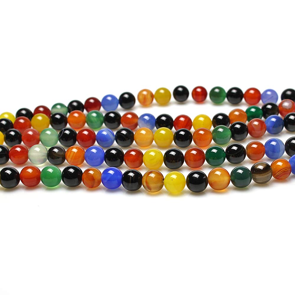 MJDCB AAA Natural Multicolor Agate Beads Round Colorful Stone Energy Healing Beads for DIY Necklace Bracelat Jewelry Making Strand 15" (6mm)