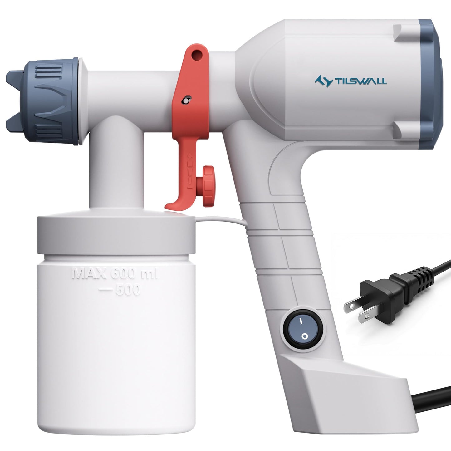 Tilswall Paint Sprayer,Upgraded Ultra-Light Electric Paint Spray Gun with 2 Nozzles & 3 Patterns Easy to Clean for Fences, Sheds, Walls, Ceilings, Furniture, Cabinets, Garden & DIY, White