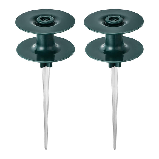 Chumia 2 Pieces 10 Inch Garden Hose Guide Spike, Zinc Coated Rustproof Heavy Duty Metal Stake, Sturdy Top, Keeps Garden Hose Out of Flower Beds, Guard for Yard Plant Protection (Dark Green)