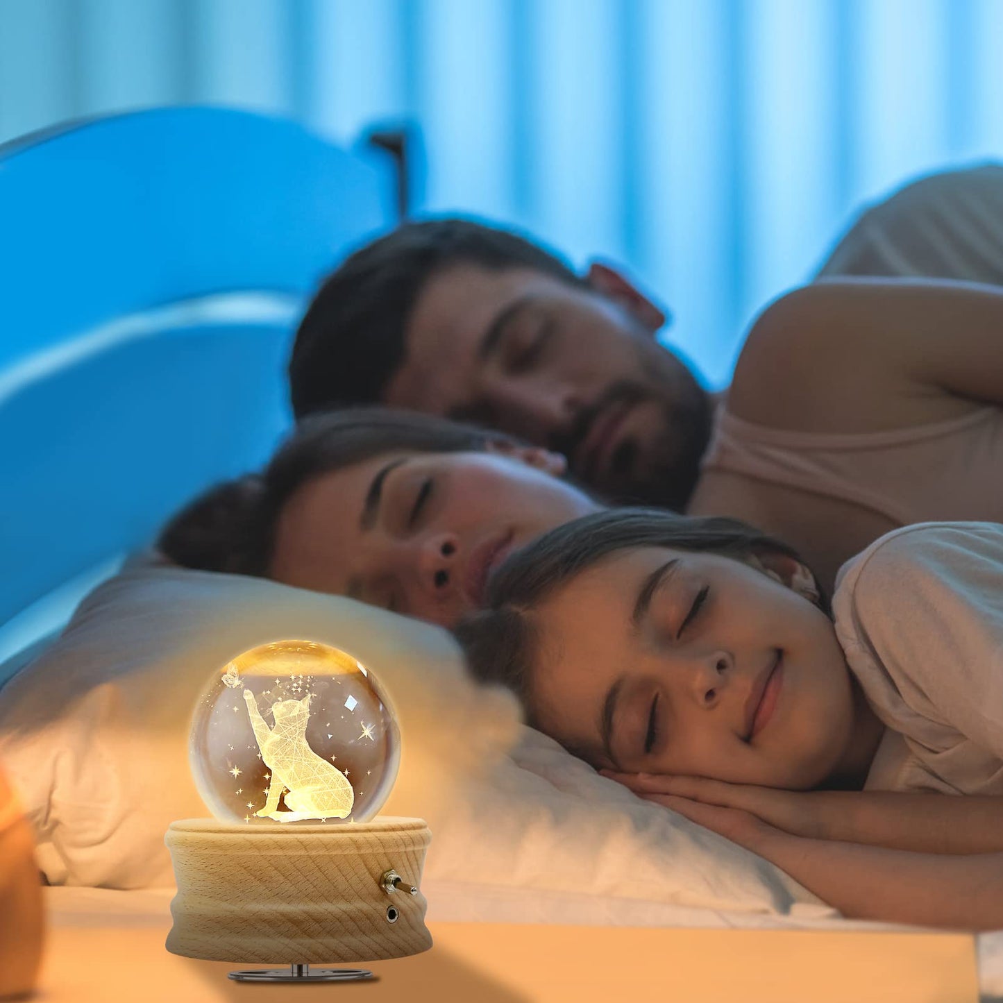 Hwawhin 3D Crystal Ball Music Box with Projection LED Light and Rotating Wooden Base for Christmas, Birthday, Valentine's Day - Music Boxes for Women, Mums and Girls