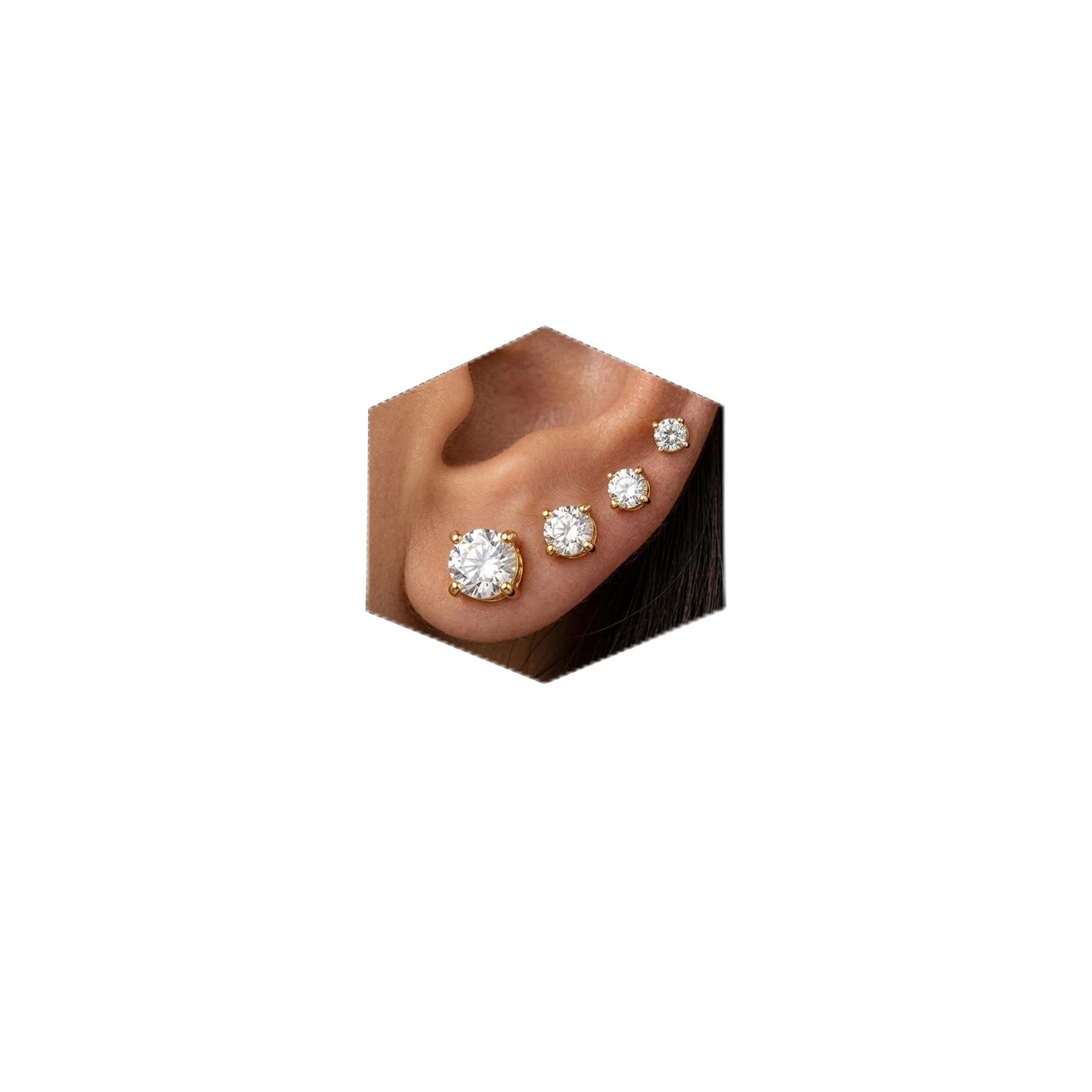 Men's Magnetic Diamond Earrings - Non Piercing Cubic Zirconia Studs, Stainless Steel Hypoallergenic, Gold Fashion Fake Earrings for Women