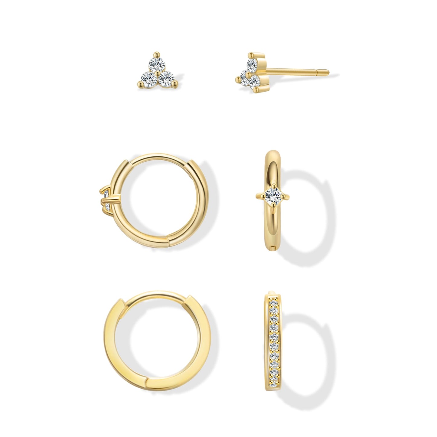SELFROSE Gold Earrings For Women, Dainty Huggie Earrings Stack 14K Gold Plated Pearl Dangle Earrings for Women Trendy Cute Hypoallergenic Unique Gold Earring Stack Fashion Gold Jewelry Gifts