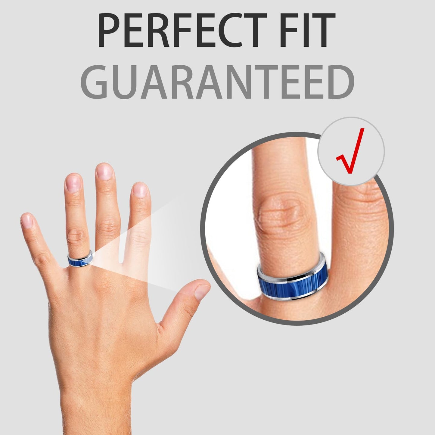HJIMMNHONG New Carbon Fiber Fashion Rings Double Beveled Edge Delicate Polished Simple Stainless Steel Mens and Women Rings,8mm,Size Available (Peacock Blue, 8)