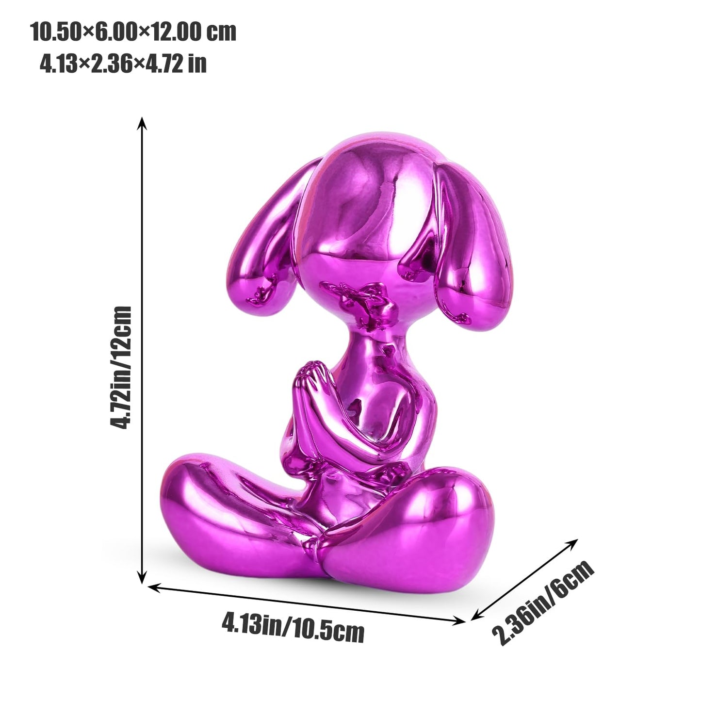 Purple Balloon Dog Statue in Meditation Pose - Small Balloon Dog Decor, Cute Preppy Room Ornament for Shelf, Desk, Vanity, Entryway or Office, Figurine Gift for Teen Girls, Clean Girl Room Aesthetic