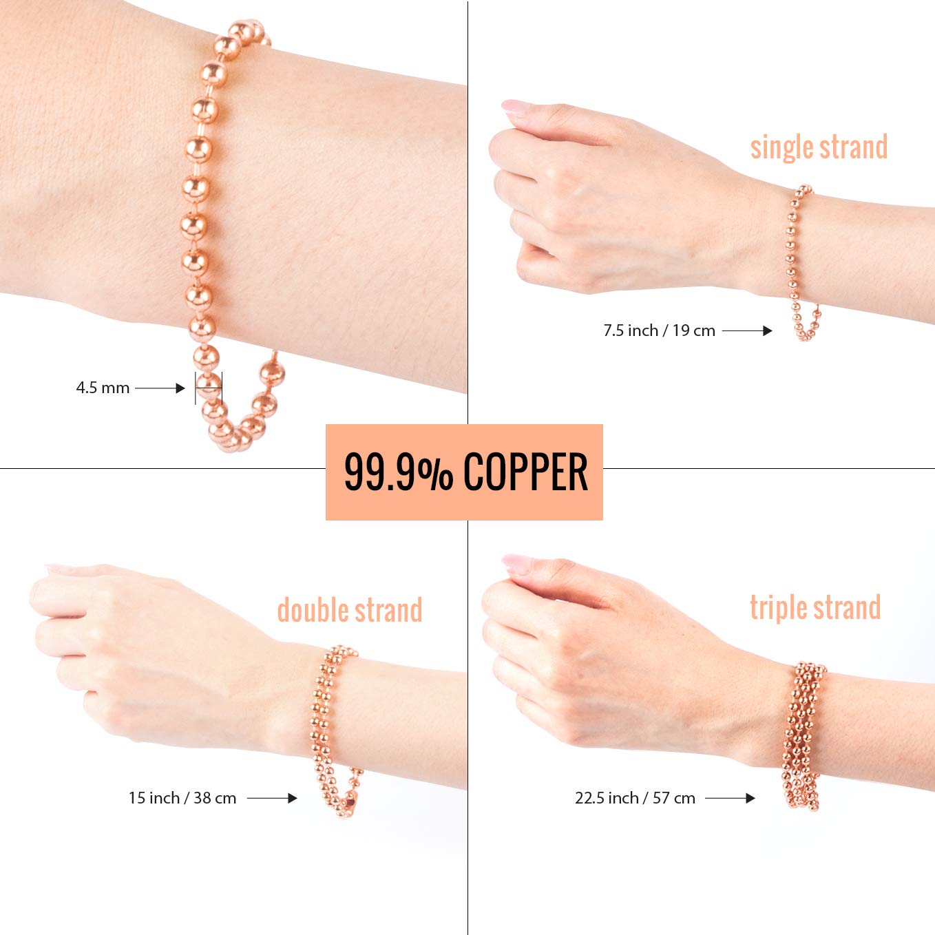 SBC Double Strand Copper Bracelet – 15 Inch Pure Copper Jewelry for Men and Women – Natural Wellness Gift Idea
