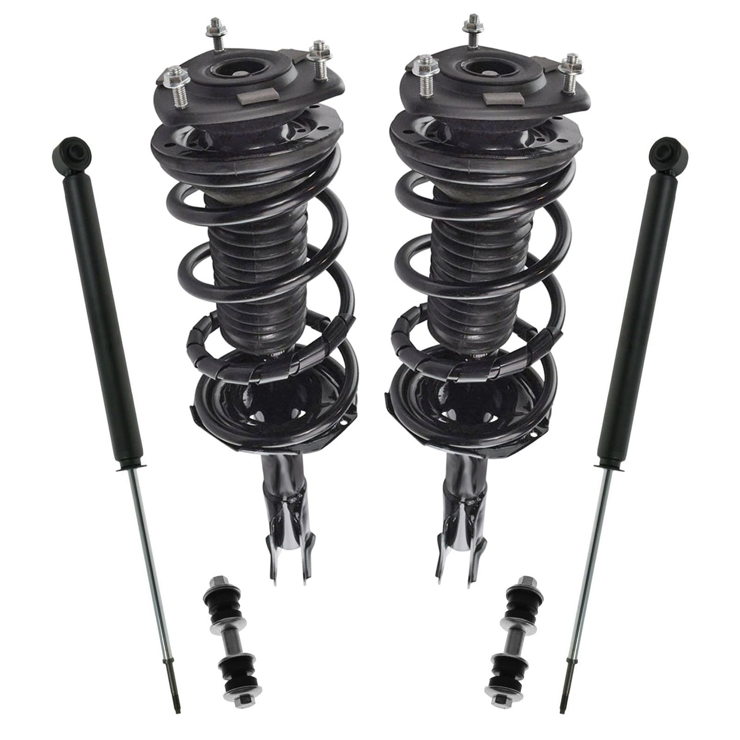 TRQ Front and Rear Suspension Kit Complete Strut & Coil Spring Assembly Shock Absorber Sway Bar Stabilizer Link Compatible with 2004-2006 Scion xA xB