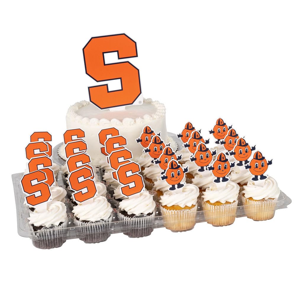 Desert Cactus Syracuse University Cupcake Topper and Cake Toppers Set - Syracuse Orange 25 Pcs Food Party Supplies, Tablecloth Decorations, Graduation and Game Day