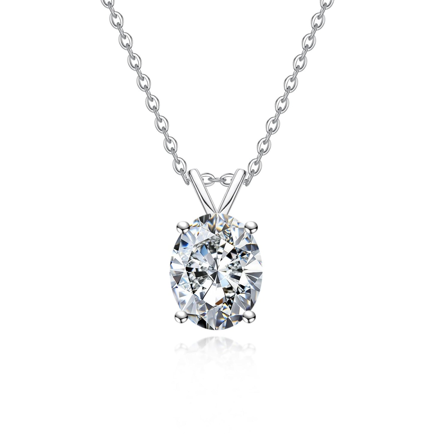 AnuClub Oval Cut Moissanite Pendant Necklace 2CT D Color VVS1 925 Sterling Silver Everyday Wear Necklace for Women Wife Her with Certificate, 40+2+3cm Adjustable Chain