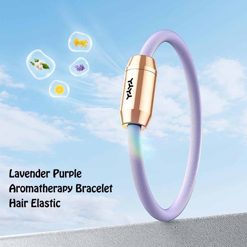 YOLAXGA Essential Oil Diffuser Bracelet & Hair Tie - Portable Brass Aromatherapy Locket for Relaxation & Anxiety Relief - Wellness Gift for Men & Women (Includes 10 Refill Sticks)-Peach&Green