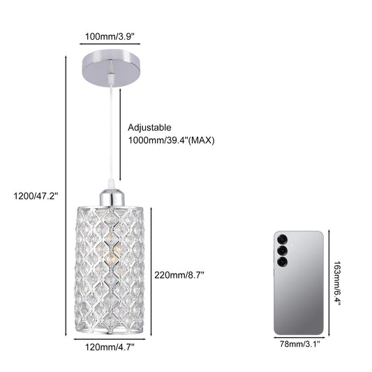 diisunbihuo Modern Crystal Pendant Lighting Hanging Pendant Lighting Fixture Adjustable Ceiling Light for Kitchen Dining Room Bedroom Kitchen Island (Silver)