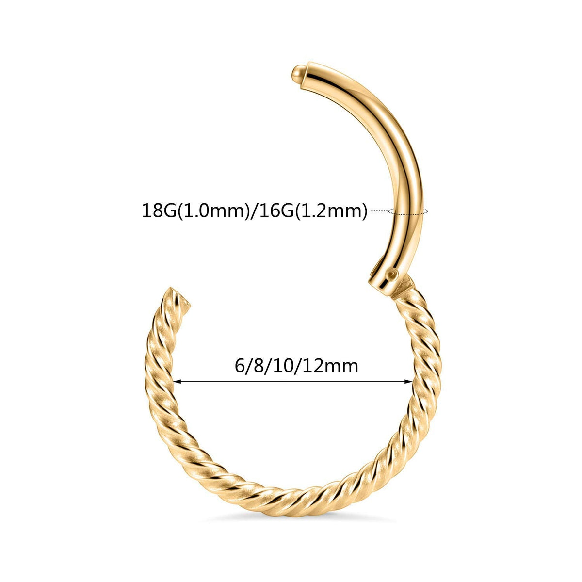 GAGABODY Nose Hoop Surgical Steel Seamless Septum Clicker Septum Ring 8mm Septum Jewelry Gold Nose Rings 18 Gauge Nose Ring Hoop 18g Cartilage Earring Lip Rings Helix Earrings Nose Piercing Jewelry