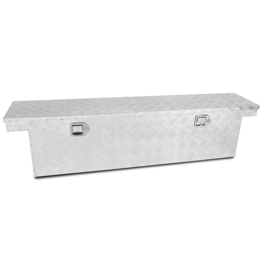 Eivojor 60" Heavy Duty Aluminum Stripes Plated Tool Box Pick Up Truck Bed RV Trailer Toolbox Storage Organizer with Locks and Keys,60"x 12"x 14"-Silver